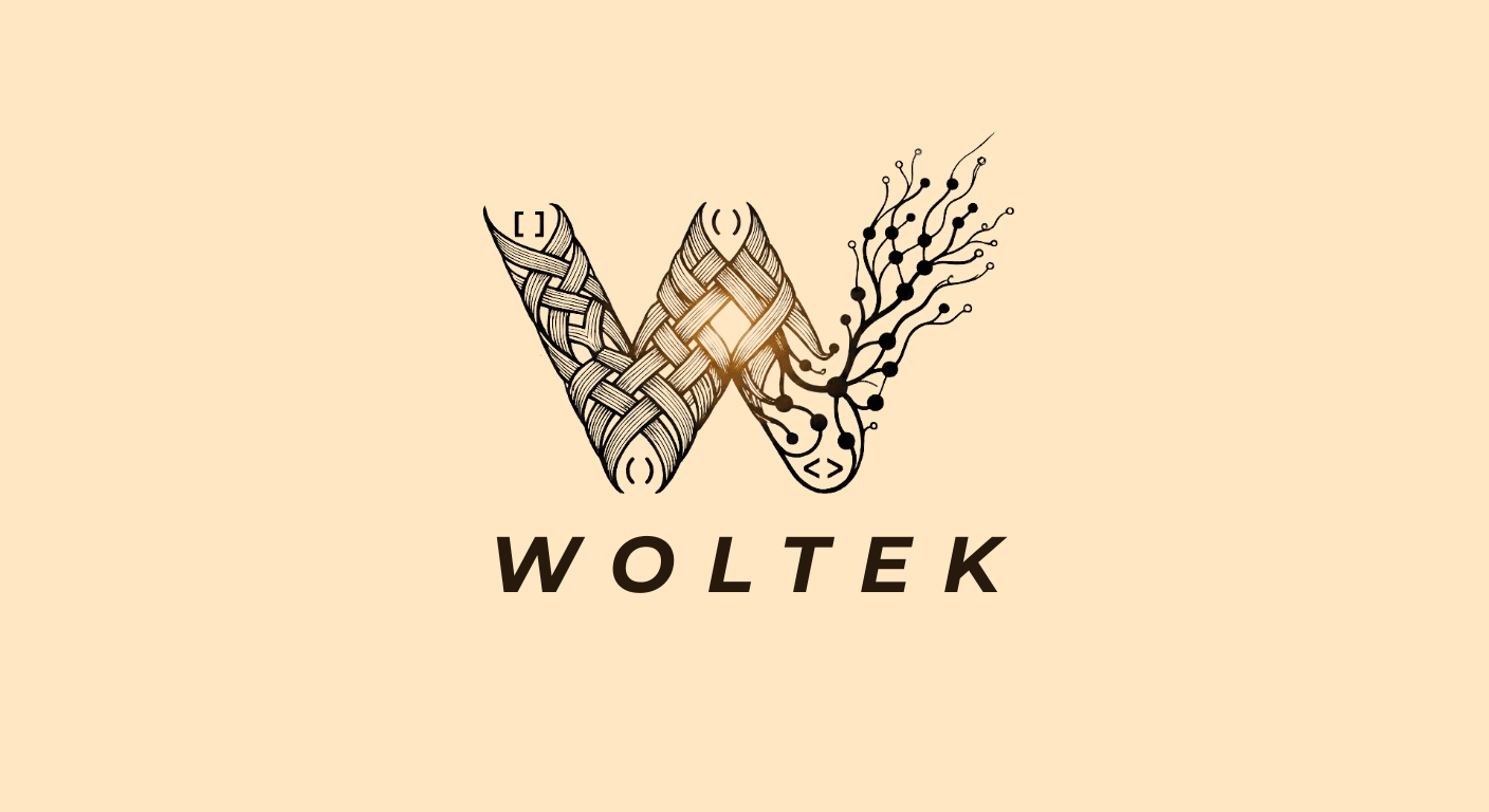 Logotipo rústico da Woltek — o traço feito à mão